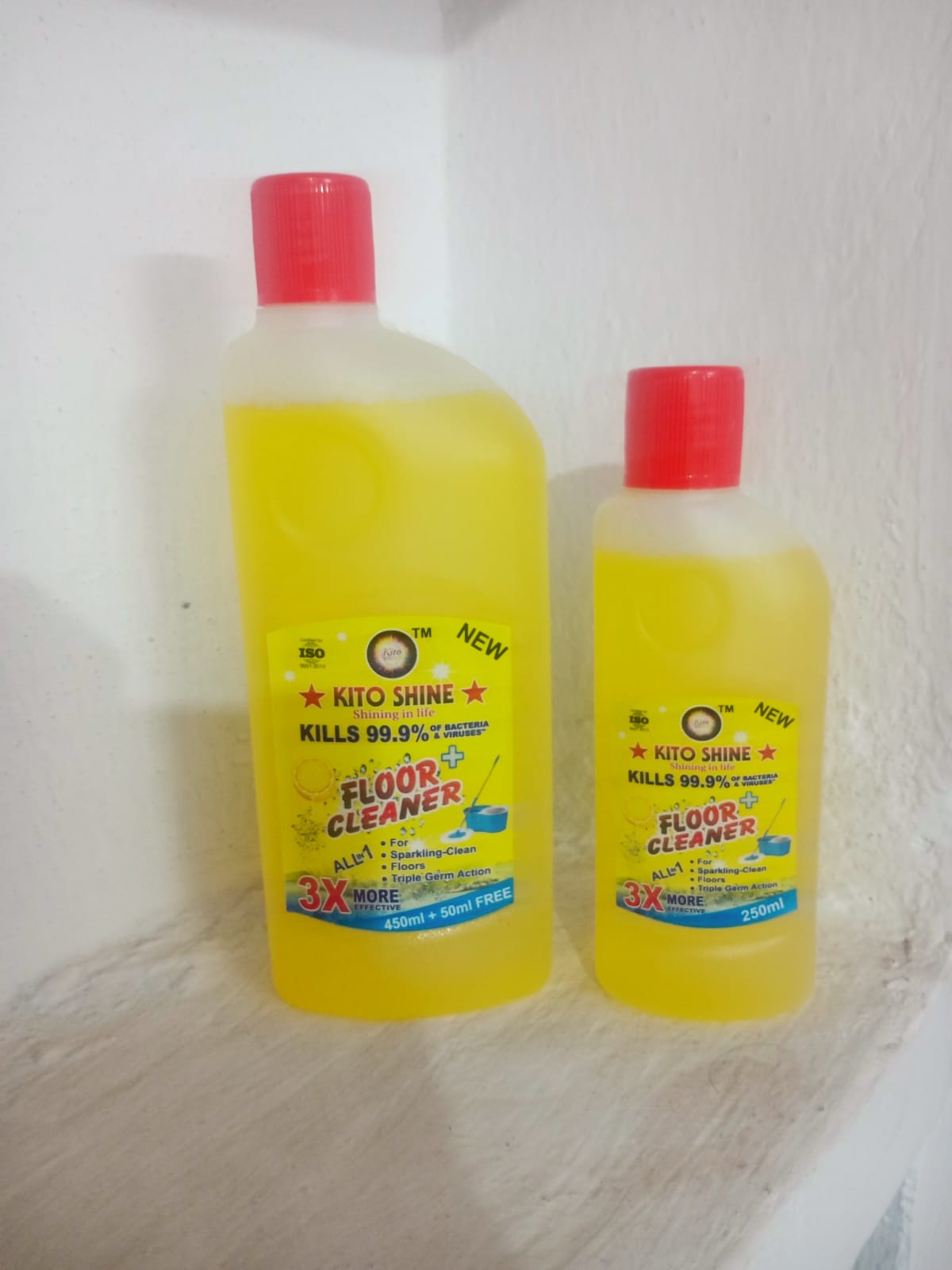 Kito Shine floor cleaner yellow bottles