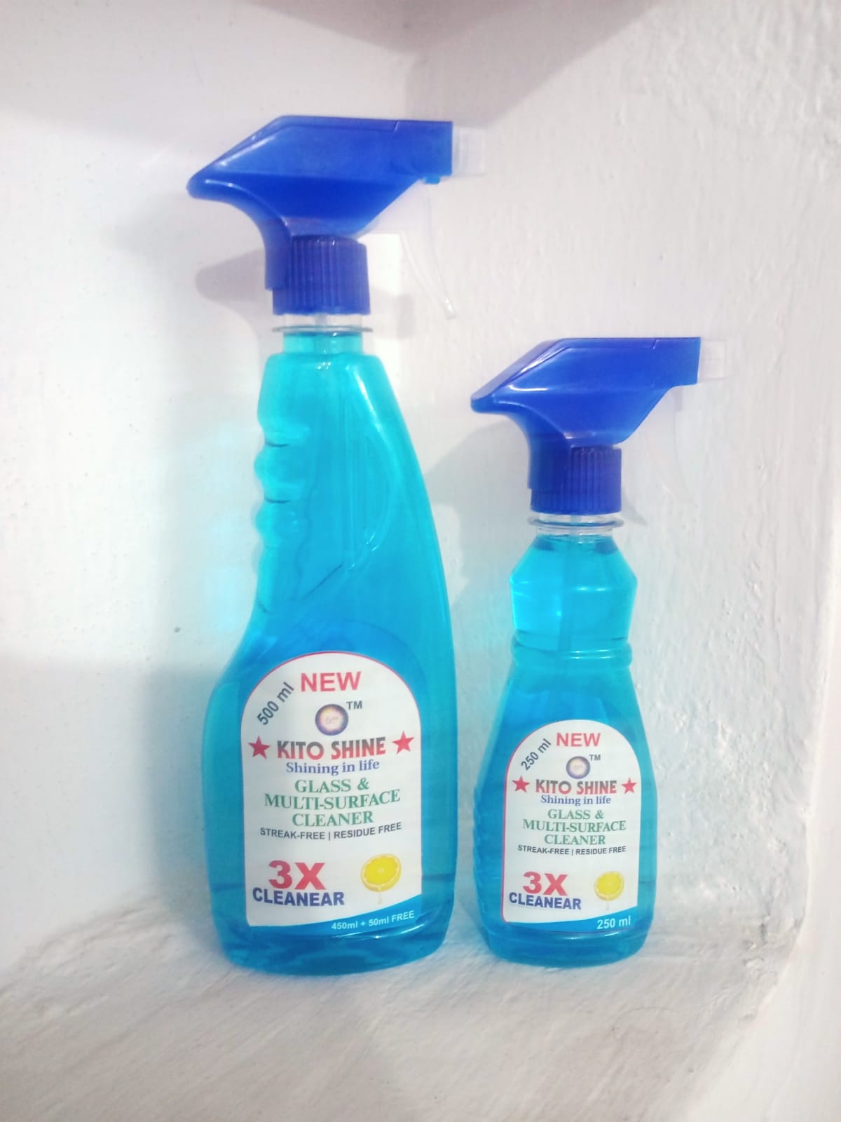 Kito Shine glass and multisurface cleaner bottles