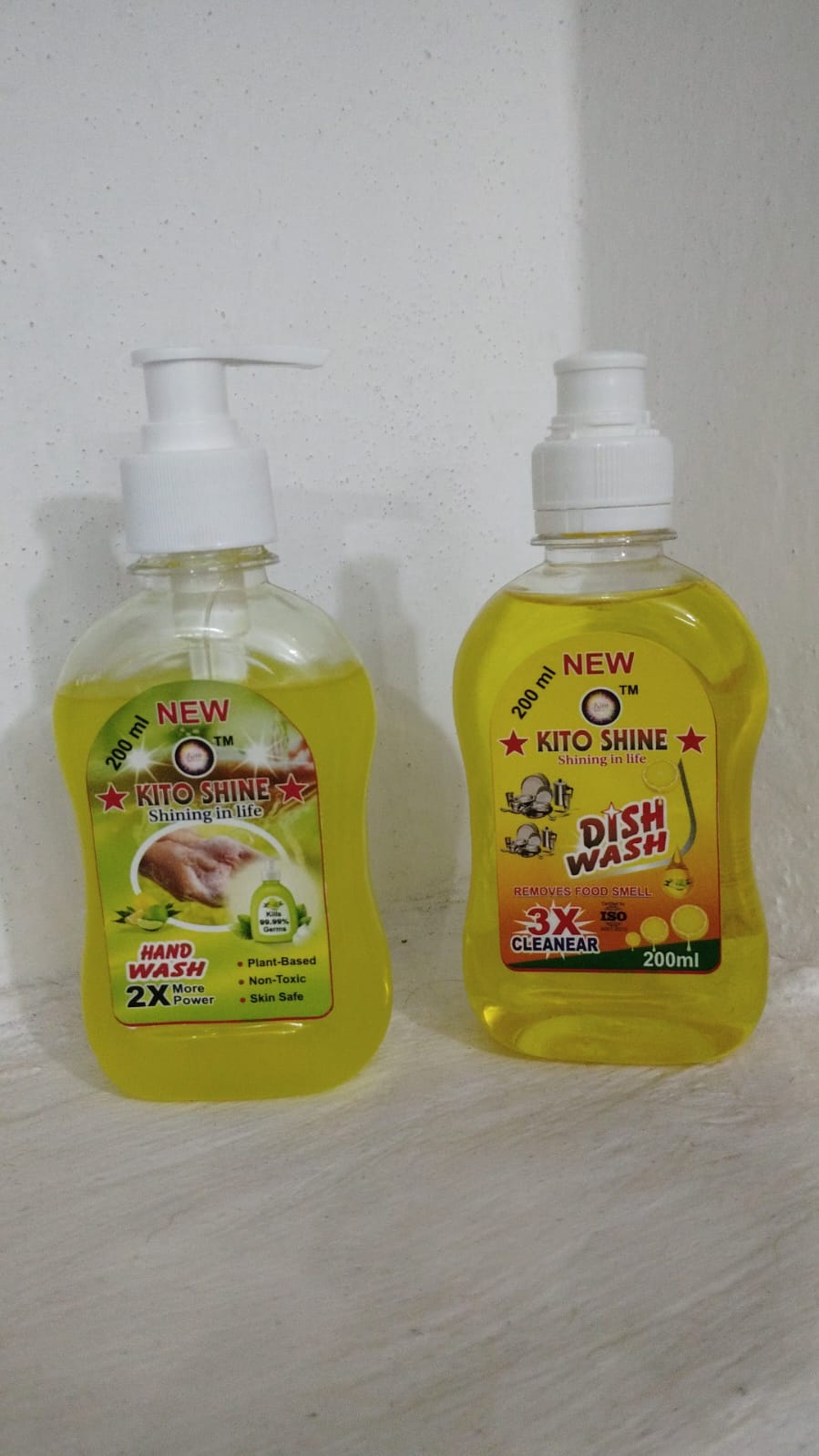 Kito Shine hand wash and dish wash bottles